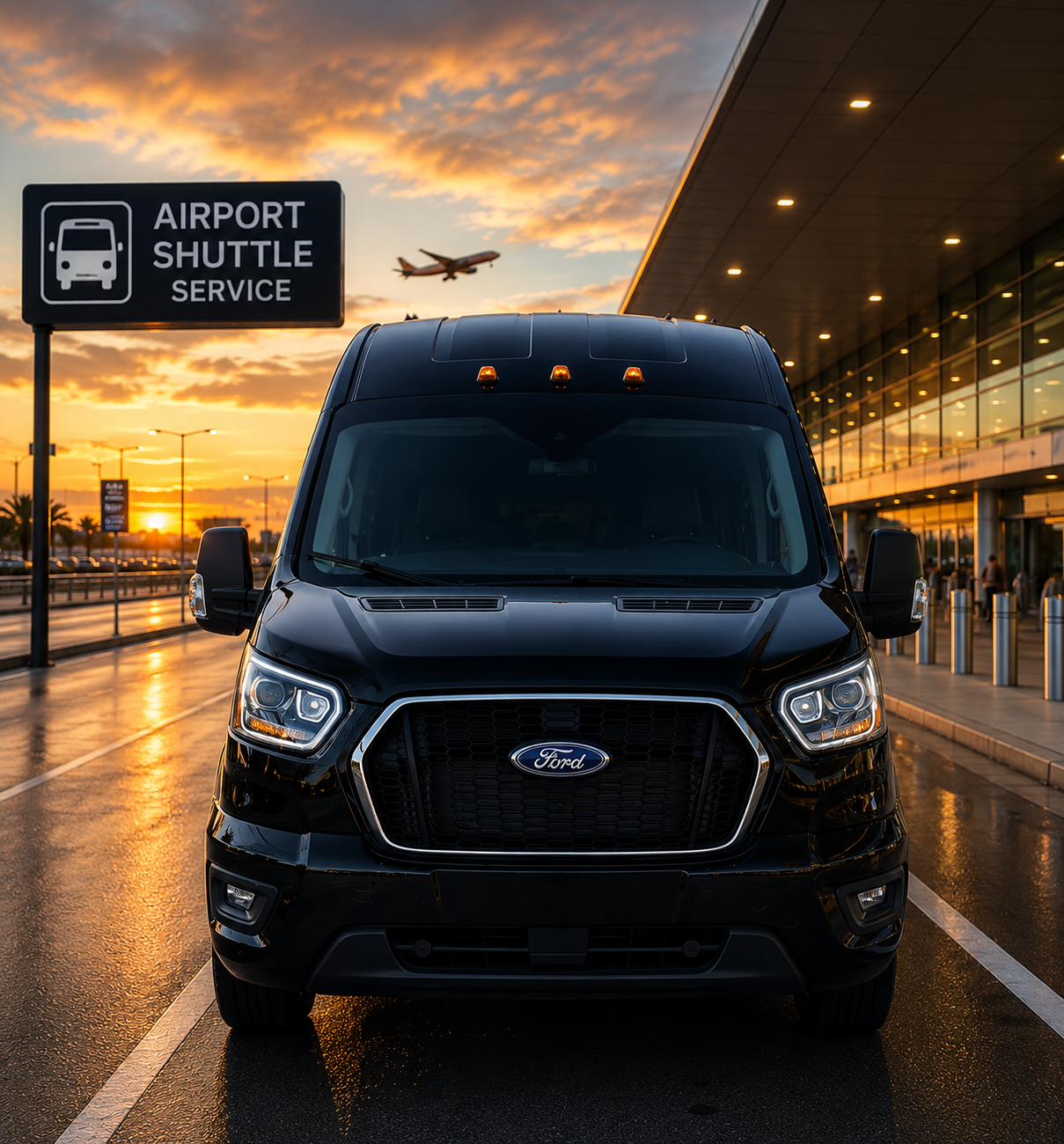 Airport shuttle vans and SUV